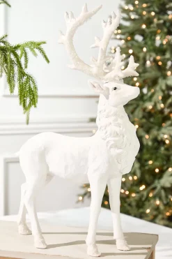 Decorator's Warehouse 20.5" Resin Frozen Forest Flocked Deer > White Christmas|Christmas Decor