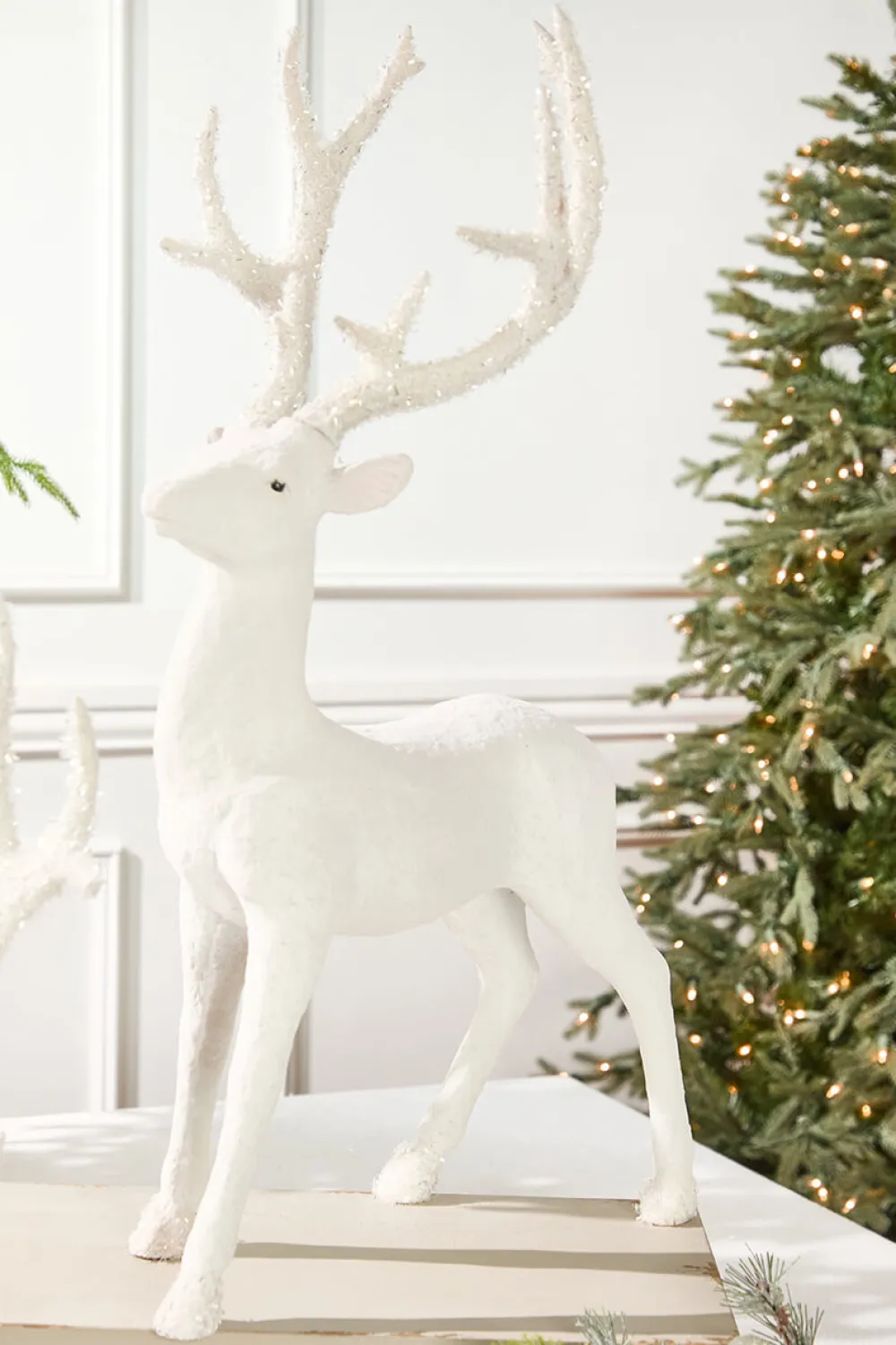 Decorator's Warehouse Resin Frozen Forest Flocked Deer > White Christmas|Christmas Decor