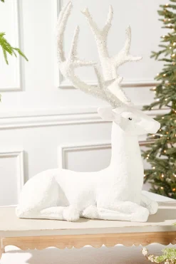 Decorator's Warehouse Resin Frozen Forest Flocked Deer > White Christmas|Christmas Decor