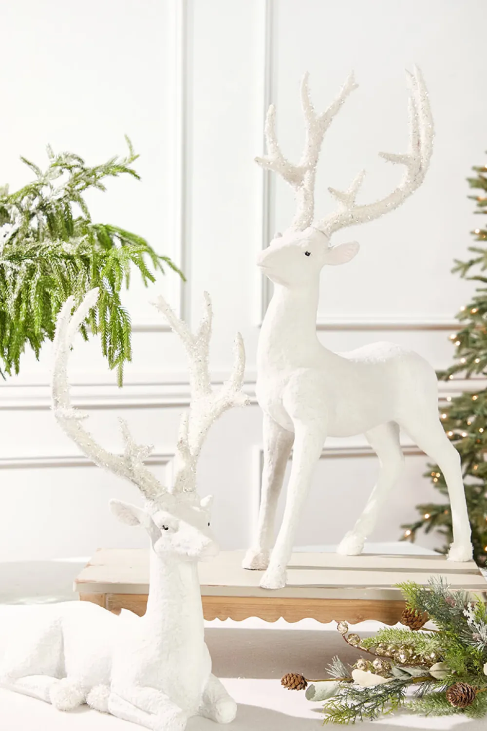Decorator's Warehouse Resin Frozen Forest Flocked Deer > White Christmas|Christmas Decor