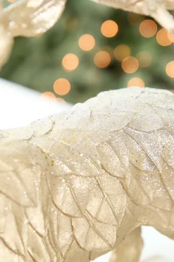 Decorator's Warehouse 22" Resin Glitter Standing Champagne Leaf Deer > Christmas Accents|Classic Christmas