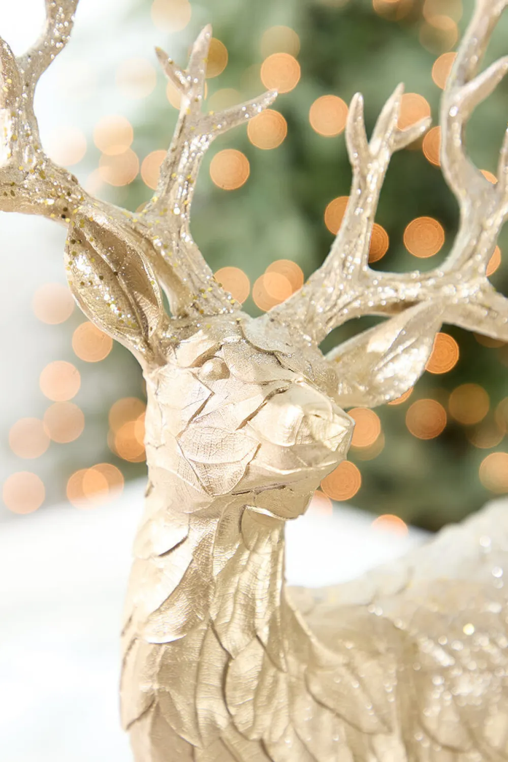 Decorator's Warehouse 22" Resin Glitter Standing Champagne Leaf Deer > Christmas Accents|Classic Christmas