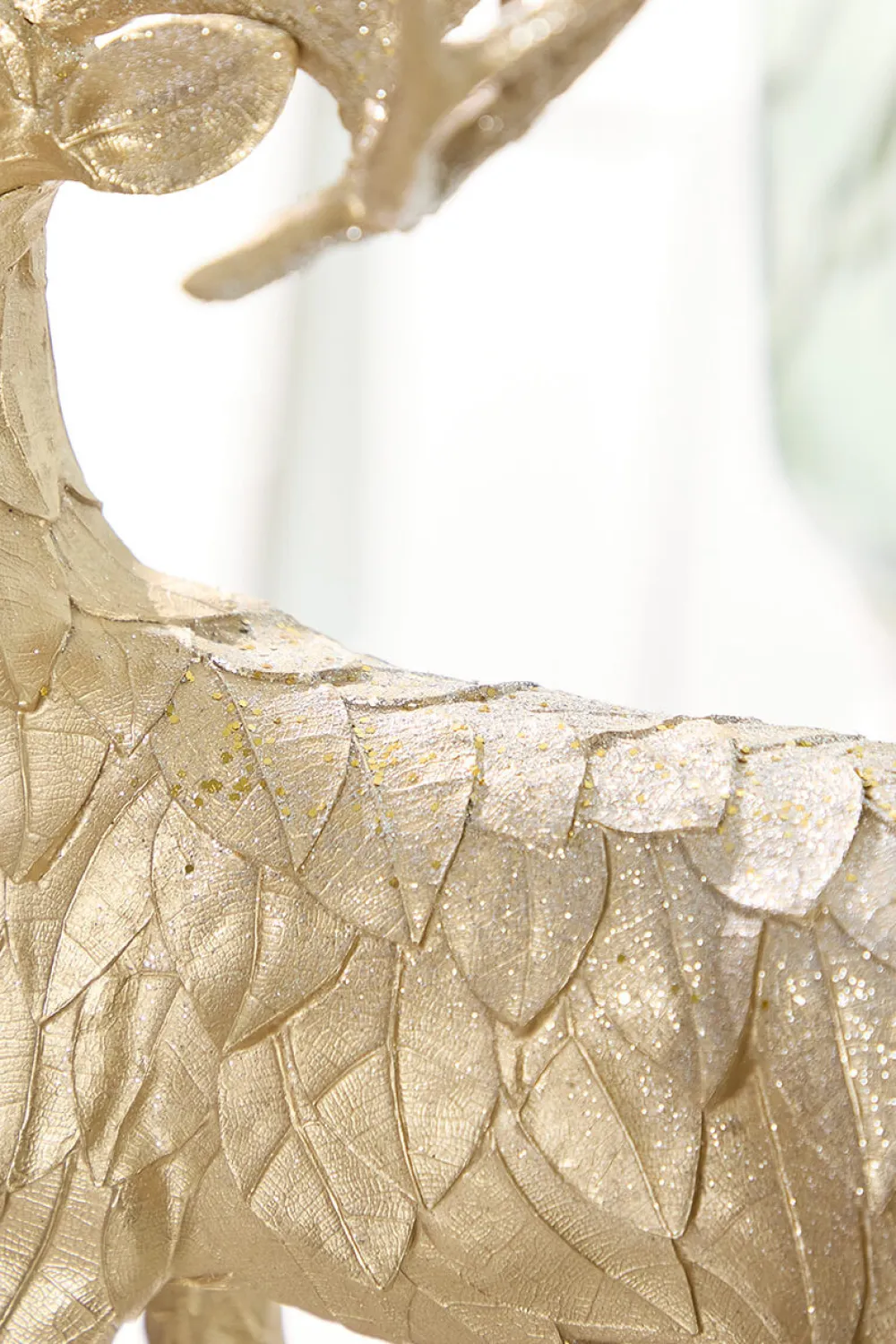 Decorator's Warehouse 22" Resin Glitter Standing Champagne Leaf Deer > Christmas Accents|Classic Christmas