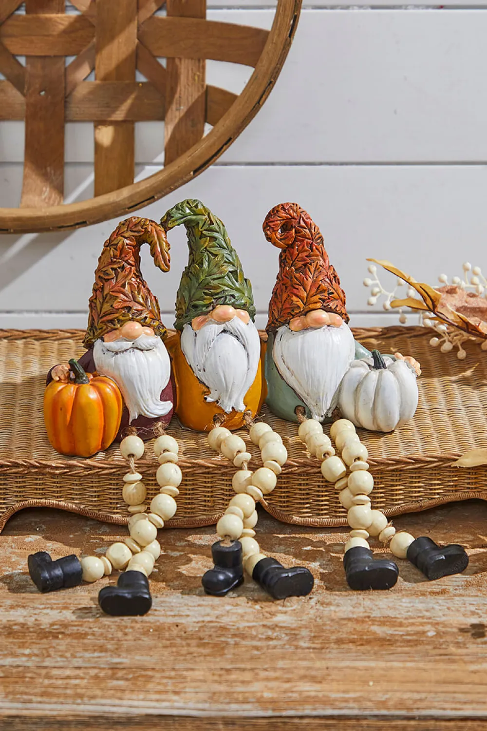 Decorator's Warehouse 10" Resin Harvest Gnomes Shelf Sitter > Christmas Decor