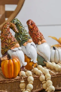 Decorator's Warehouse 10" Resin Harvest Gnomes Shelf Sitter > Christmas Decor