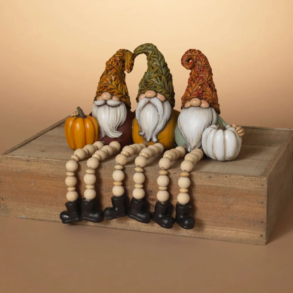 Decorator's Warehouse 10" Resin Harvest Gnomes Shelf Sitter > Christmas Decor