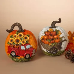 Decorator's Warehouse 8.8” Resin Harvest Pumpkin > Fall Decor|Fall Decor
