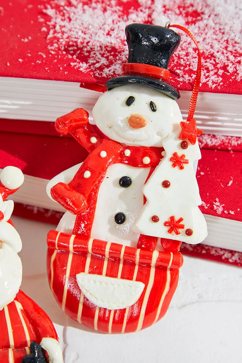 Decorator's Warehouse 4.5" Resin Holiday Santa /Snowman Ornament > Christmas Ornaments|Christmas Decor