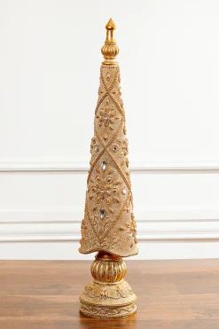 Decorator's Warehouse 26" Resin Jeweled Old World Christmas Tree > Gold & Champagne|Natural Elegance
