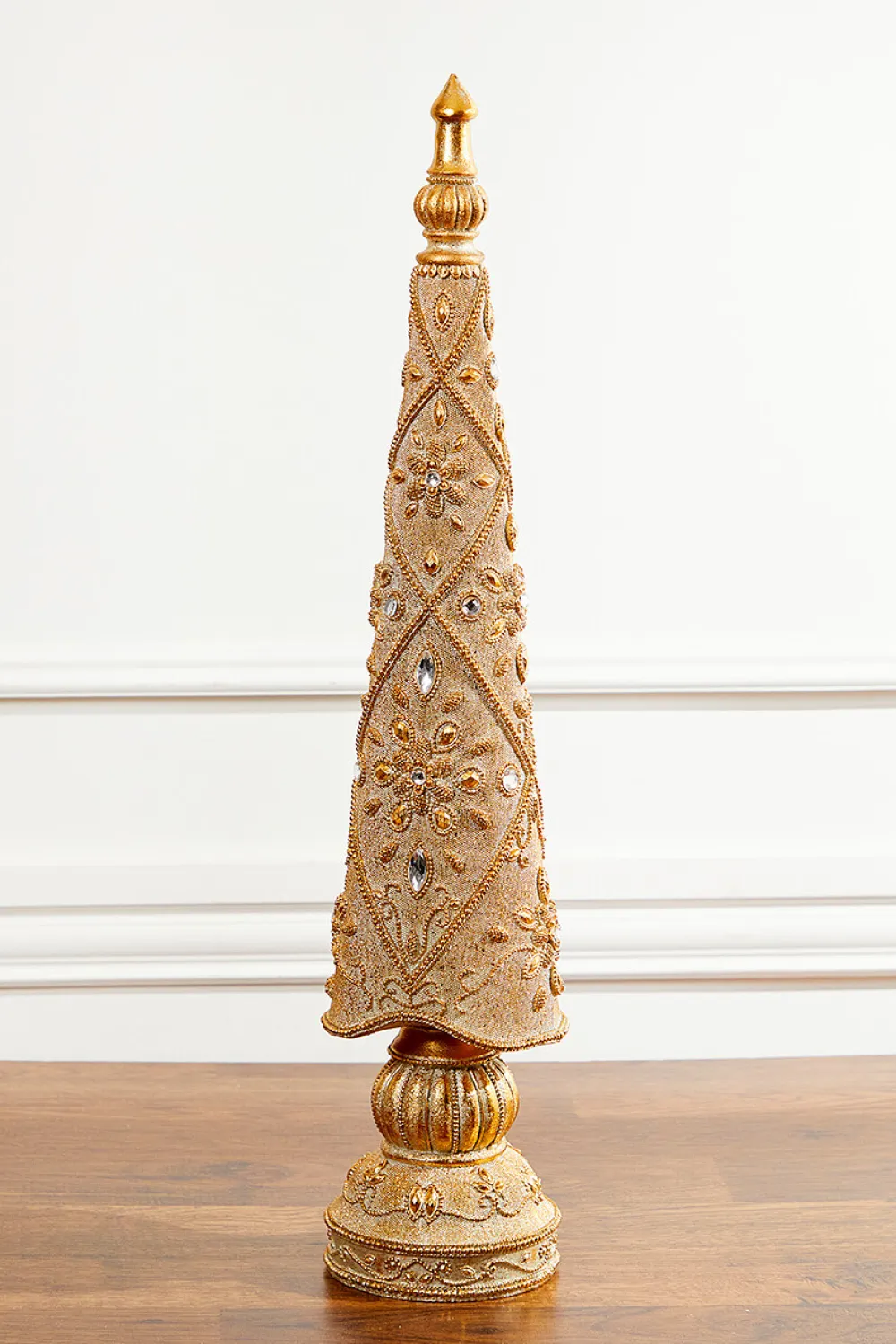 Decorator's Warehouse 26" Resin Jeweled Old World Christmas Tree > Gold & Champagne|Natural Elegance