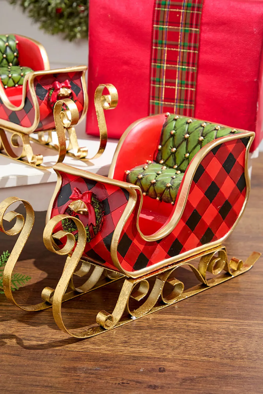 Decorator's Warehouse Resin & Metal Holiday Sleigh, Red - Set Of 2 > Nutcracker|Christmas Accents
