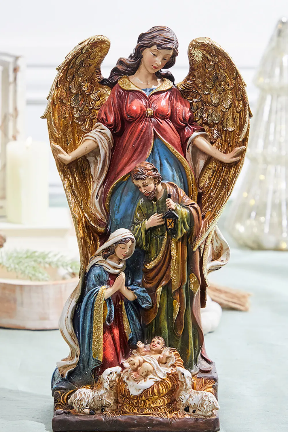 Decorator's Warehouse 13.5" Resin Nativity Figurine With Angel > Santas & Angels|Nativity Scene