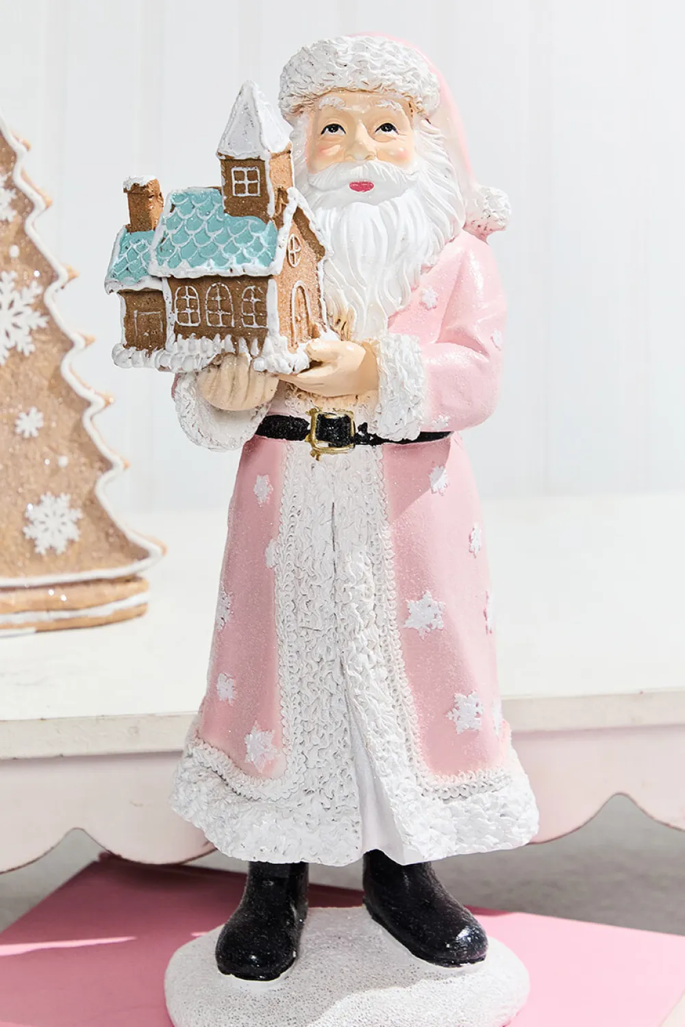 Decorator's Warehouse 11.5" Resin Santa with Gingerbread House > Santa'S Sweet Shoppe|Christmas Accents