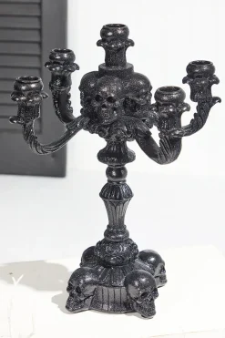 Decorator's Warehouse 14" Resin Skull Candelabra Halloween Decoration > Halloween|Halloween