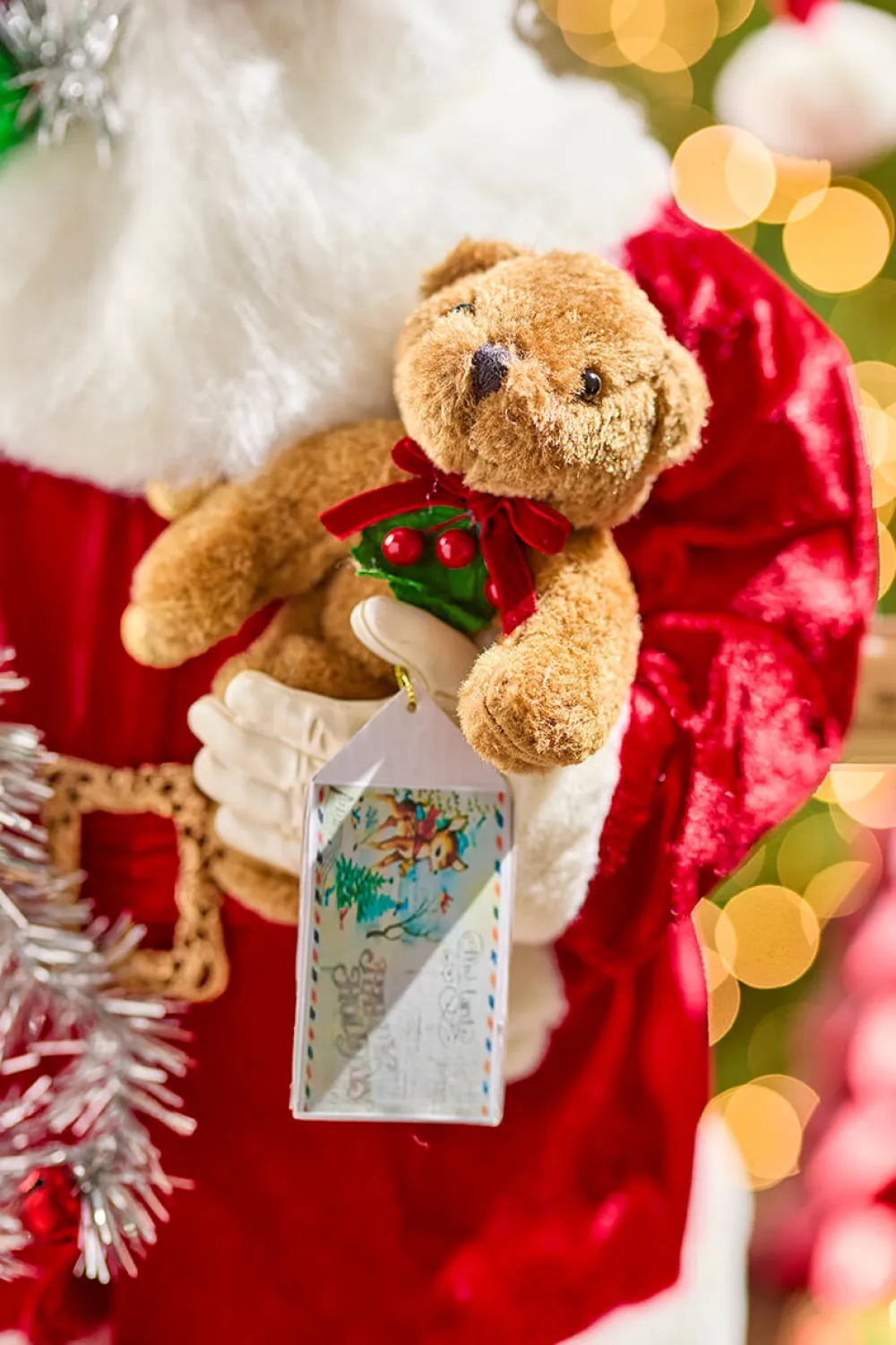 Decorator's Warehouse 36" Retro Santa With Teddy Bear And Sack > Retro Brites|Santas & Angels