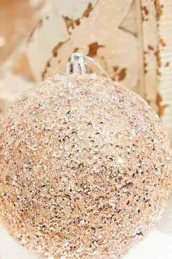Decorator's Warehouse 4" Rose Gold Beaded Ball Ornament > Christmas Decor|Natural Elegance