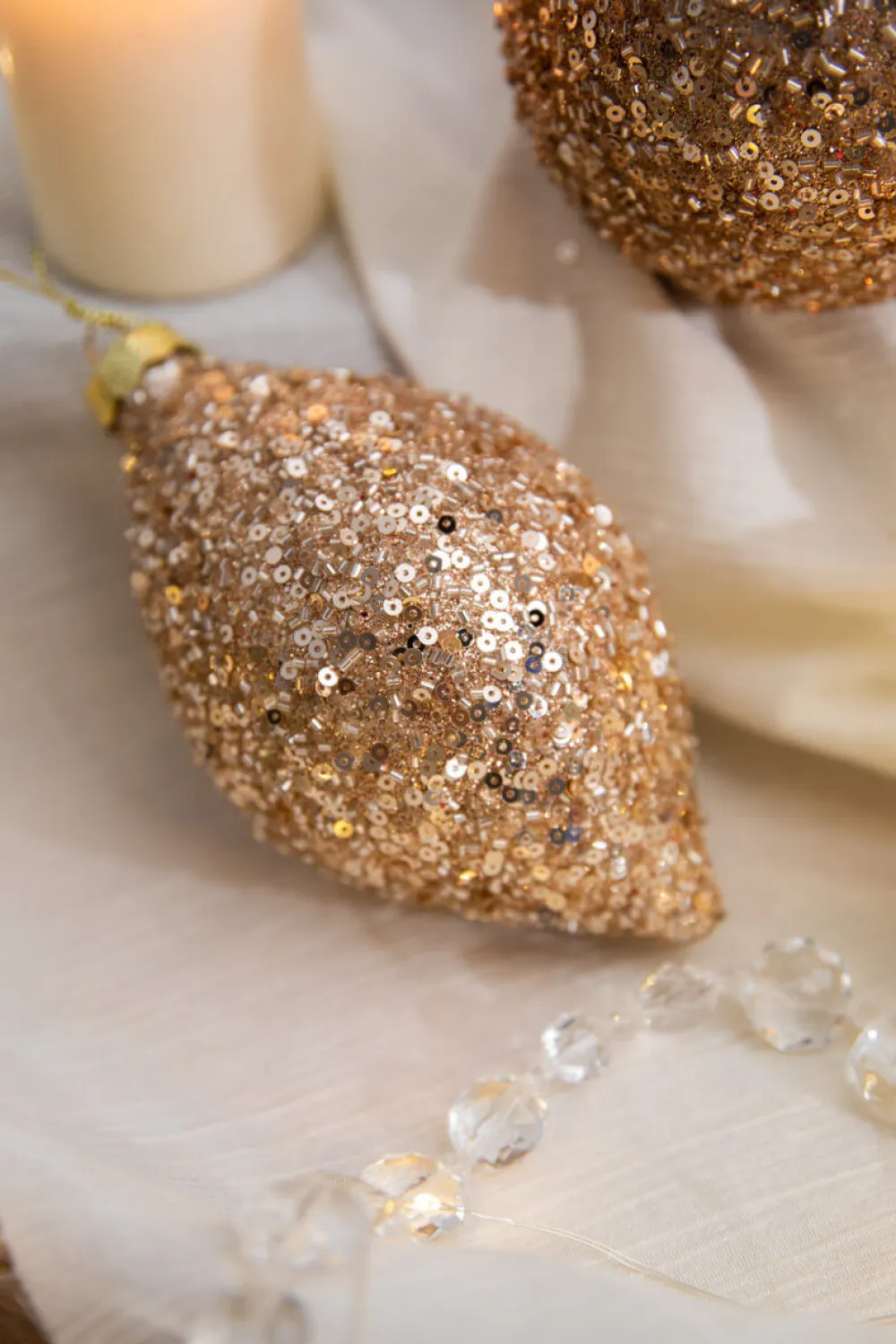 Decorator's Warehouse 4” Rose Gold Drop/Ball Glass Ornament > Sugar & Spice|Christmas Decor