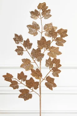 Decorator's Warehouse 32” Rose Gold Glitter Leaf Stem > Gold & Champagne|Natural Elegance