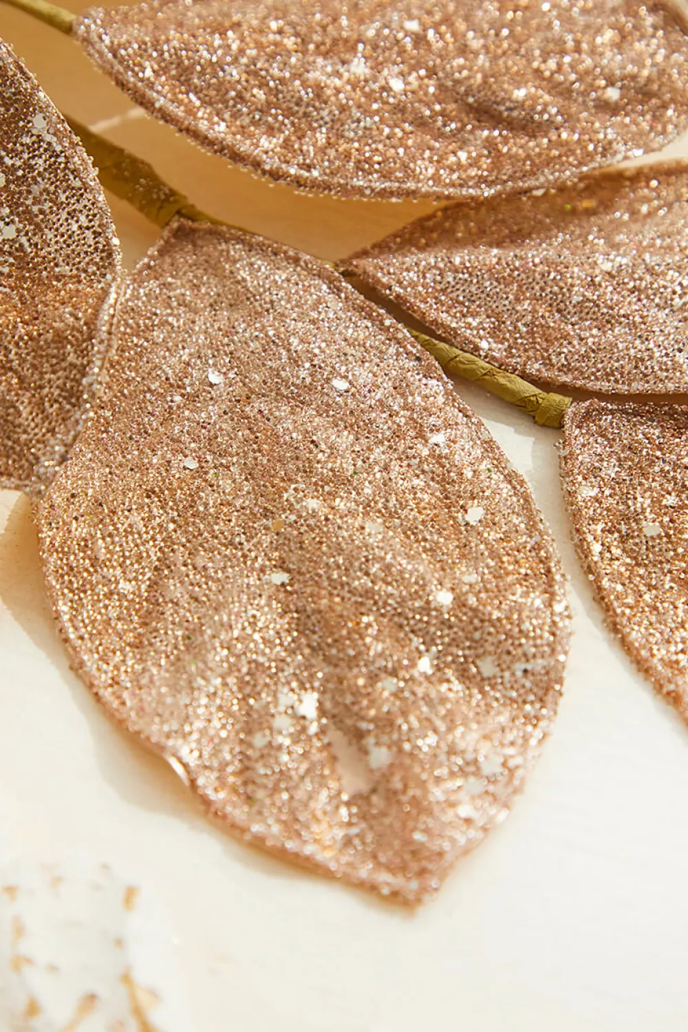 Decorator's Warehouse 28" Rose Gold Micro Beaded Sequins Magnolia Leaf Spray > Sugar & Spice|Christmas Sprays