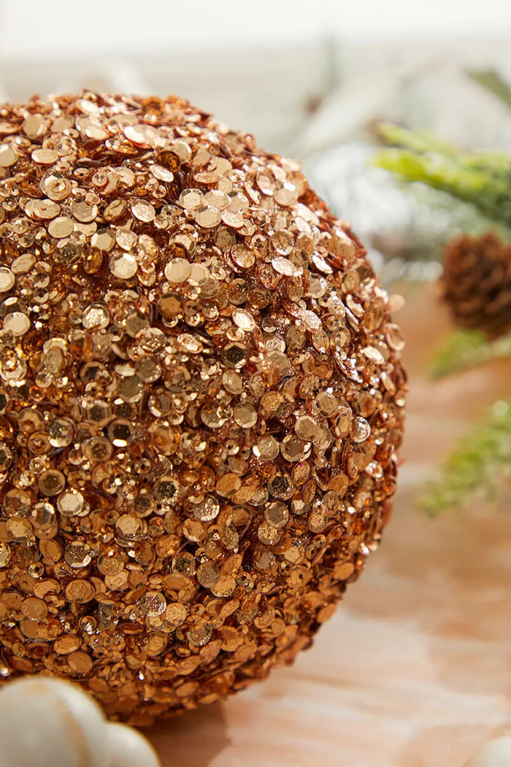 Decorator's Warehouse 5" Rose Gold Sequins Acrylic Jewel Ball Ornament > Christmas Decor|Natural Elegance