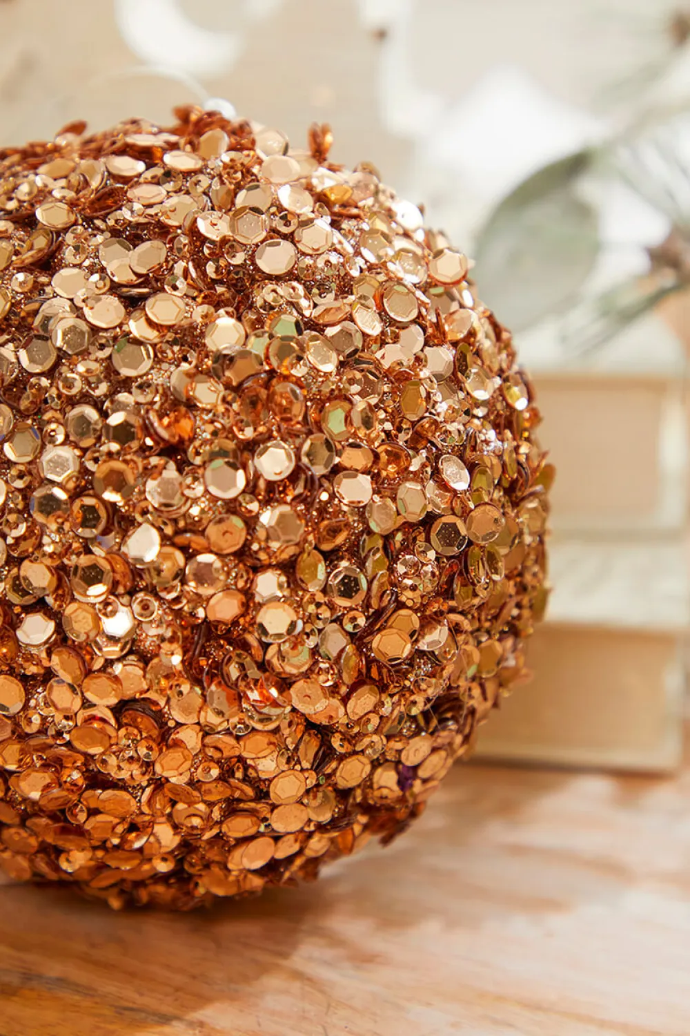 Decorator's Warehouse 4" Rose Gold Sequins & Jewels Ball Ornament > Sugar & Spice|Christmas Decor