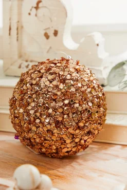 Decorator's Warehouse 4" Rose Gold Sequins & Jewels Ball Ornament > Sugar & Spice|Christmas Decor