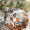 Decorator's Warehouse 6" Round Antique Mercury Glass and Botanical Gold Etched Ornament > Christmas Decor|Natural Elegance
