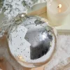 Decorator's Warehouse 6" Round Antique Silver Mercury Glass Ball Ornament > White Christmas|Christmas Decor