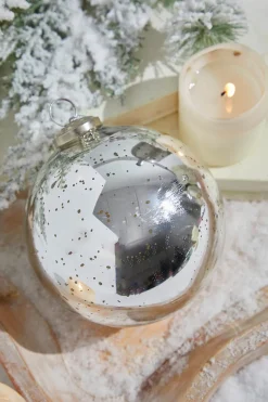 Decorator's Warehouse 6" Round Antique Silver Mercury Glass Ball Ornament > White Christmas|Christmas Decor