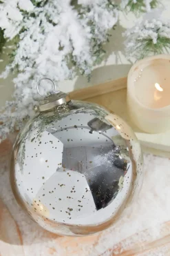 Decorator's Warehouse 5" Round Antique Silver Mercury Glass Ball Ornament > White Christmas|Christmas Decor