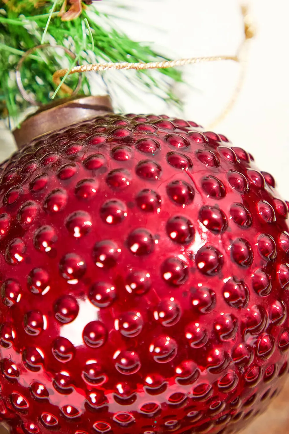 Decorator's Warehouse 4" Round Hobnail Ruby Mercury Glass Ornament > Cardinal|Christmas Decor