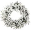Decorator's Warehouse 24" Royal Oaks Flocked Plug-In Wreath with Warm White LED Lights > Under 30"|Pre-Lit Wreaths