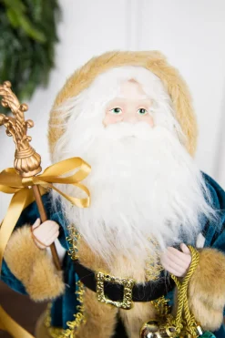 Decorator's Warehouse 18” Santa Figure - Blue Coat > Jewel Tones|Santas & Angels