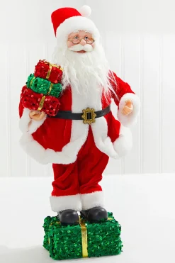 Decorator's Warehouse 20" Santa Standing on a Gift Box > Christmas Decor|Traditional