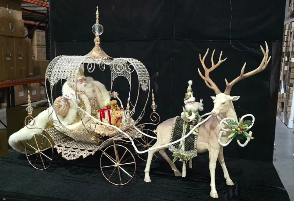 Decorator's Warehouse 40" Santa with Carriage and Deer - Mark Roberts > Mark Roberts