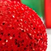 Decorator's Warehouse 8" Sequin Ball Ornament - Red > Christmas Ornaments|Traditional