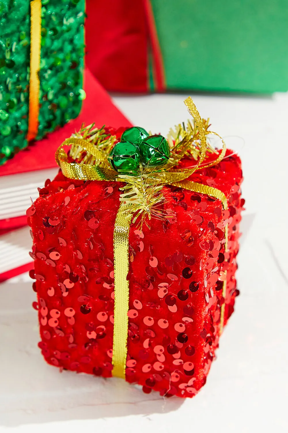 Decorator's Warehouse 4" Sequin Gift Box Ornament > Christmas Ornaments|Christmas Decor