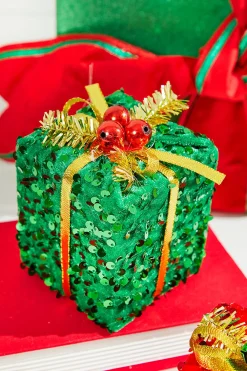 Decorator's Warehouse 4" Sequin Gift Box Ornament > Christmas Ornaments|Christmas Decor