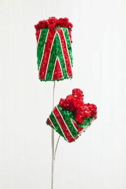 Decorator's Warehouse 28" Sequin Gift Box Spray > Christmas Decor|Christmas Sprays