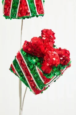 Decorator's Warehouse 28" Sequin Gift Box Spray > Christmas Decor|Christmas Sprays