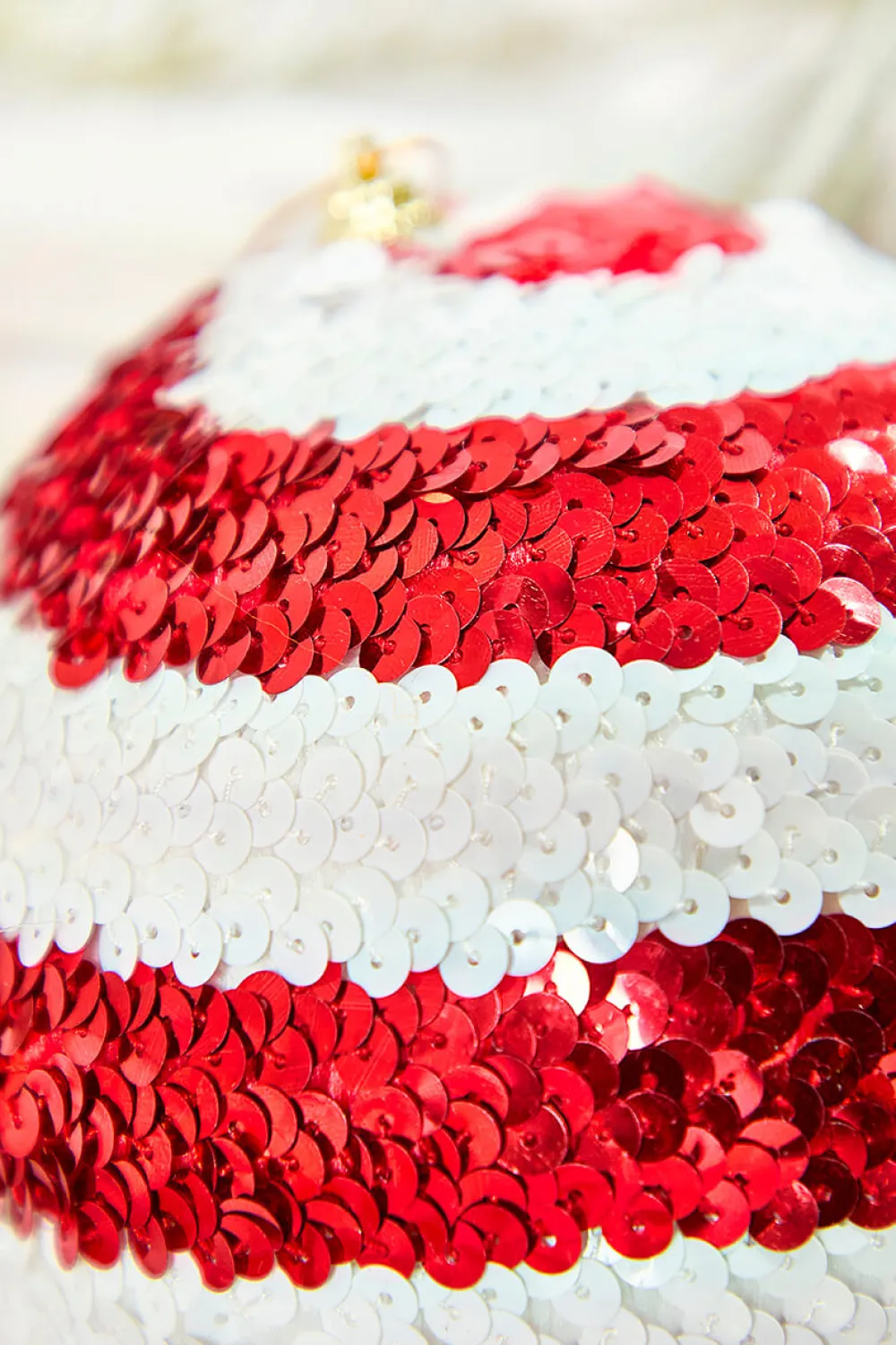 Decorator's Warehouse 6" Sequin Stripe Ball Ornament > Peppermint|Christmas Decor