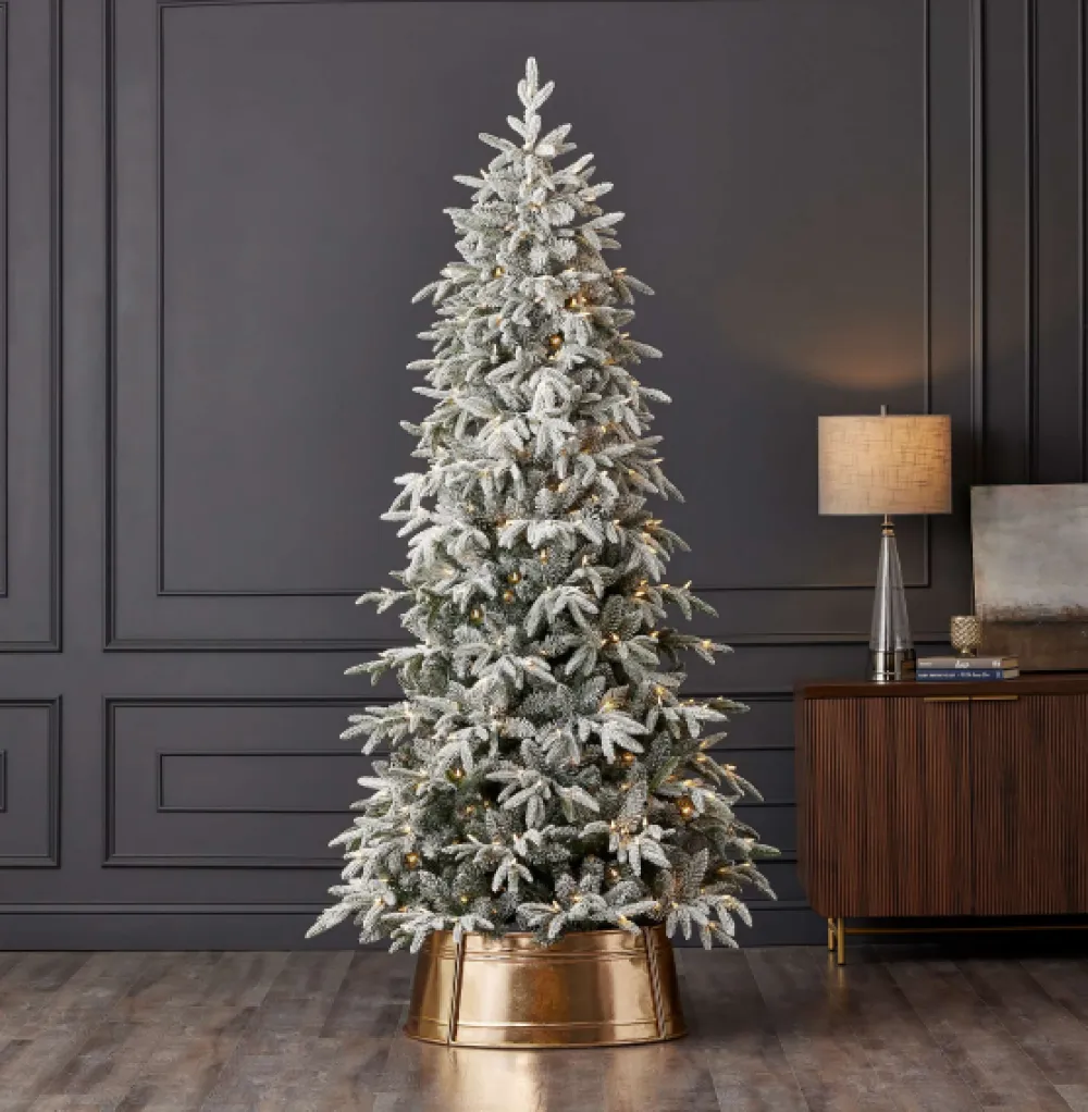 Decorator's Warehouse 7.5' Shadow Woods Flocked Spruce Tree with 400 Warm White LED Lights > Christmas Decor|Flocked Or White