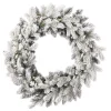 Decorator's Warehouse 24" Shadow Woods Flocked Spruce Wreath with Warm White LED Lights > Under 30"|Pre-Lit Wreaths