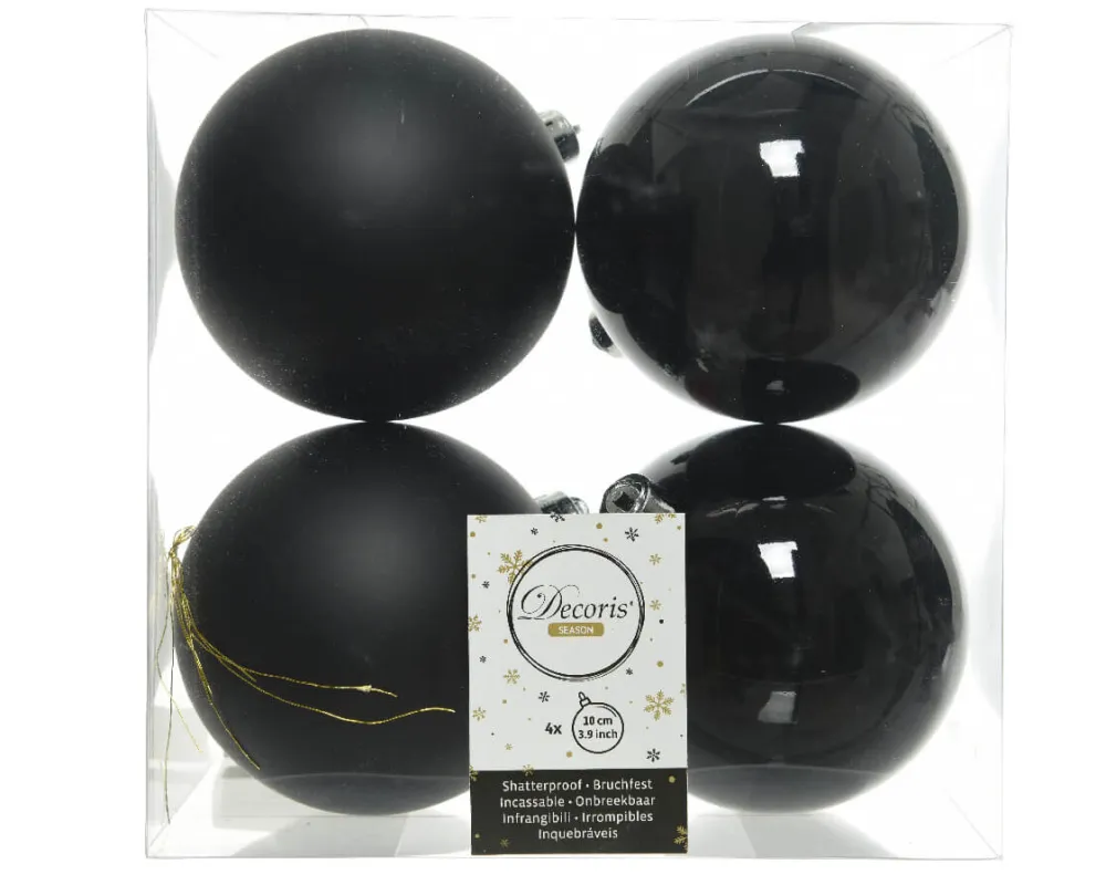 Decorator's Warehouse 3.9” Shiny/Matte Black Shatterproof Ornaments - Set of 4 > Boxed Sets|Nutcracker