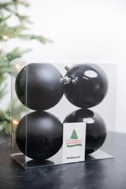 Decorator's Warehouse 3.9” Shiny/Matte Black Shatterproof Ornaments - Set of 4 > Boxed Sets|Nutcracker