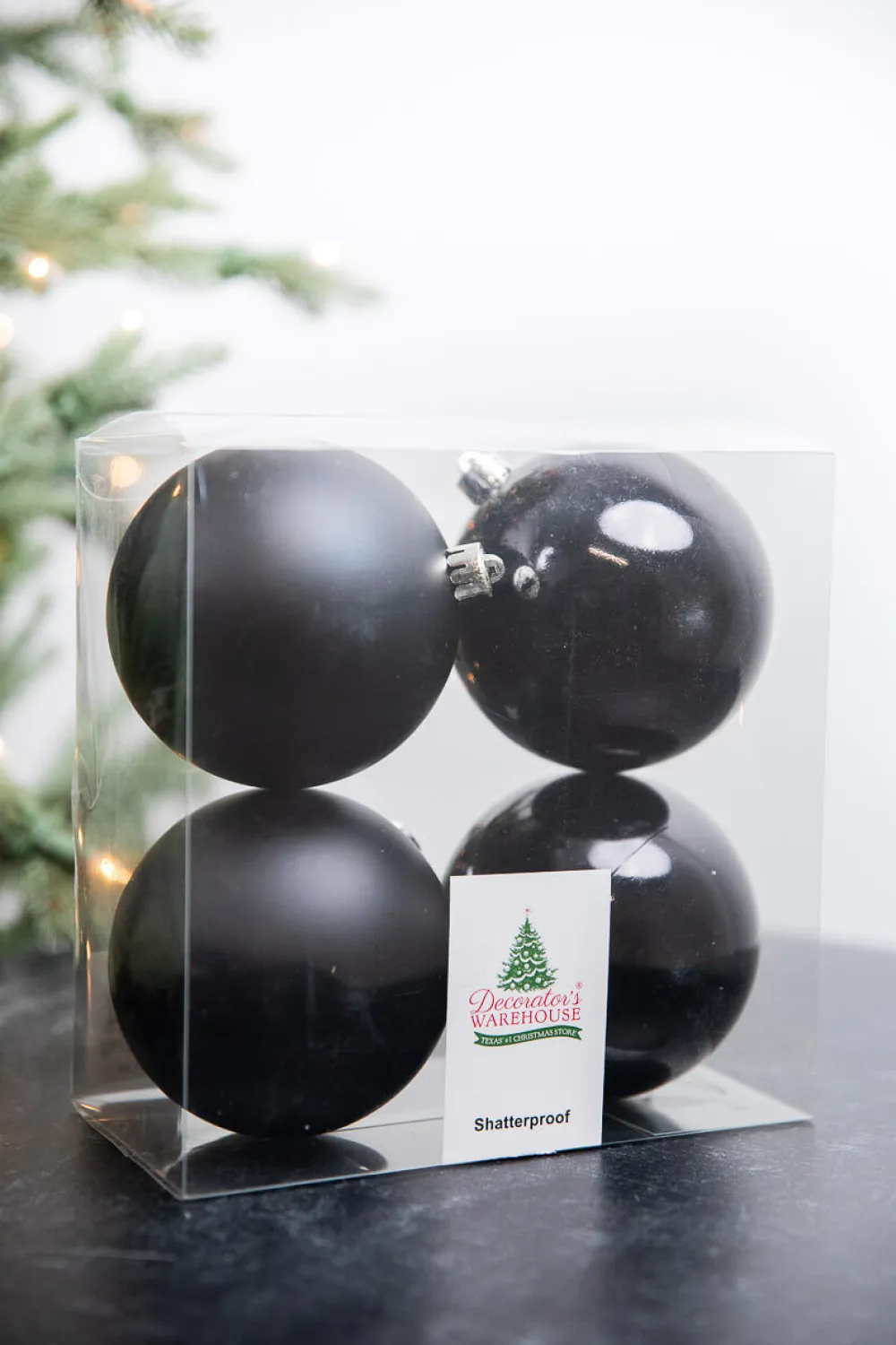 Decorator's Warehouse 3.9” Shiny/Matte Black Shatterproof Ornaments - Set of 4 > Boxed Sets|Nutcracker