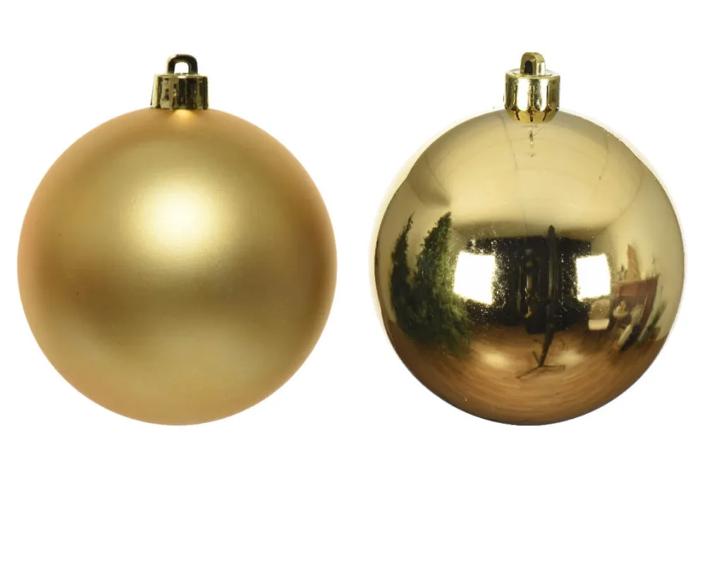 Decorator's Warehouse 3.9” Shiny/Matte Gold Shatterproof Ornaments - Set of 4 > Classic Christmas|Nutcracker