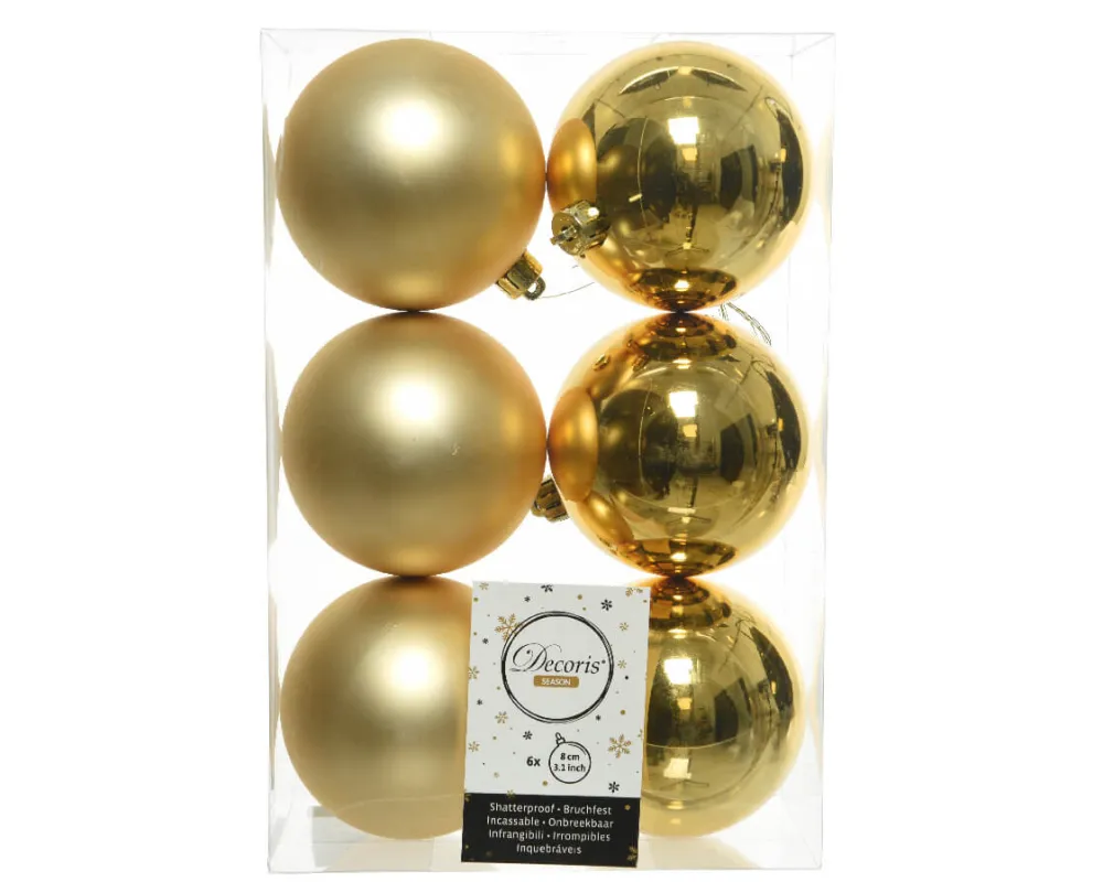 Decorator's Warehouse 3.1” Shiny/Matte Light Gold Shatterproof Ornaments - Set of 6 > Nutcracker|Boxed Sets