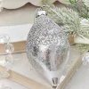 Decorator's Warehouse 4" - 4.5" Silver Beaded Glass Ornament > White Christmas|Christmas Decor