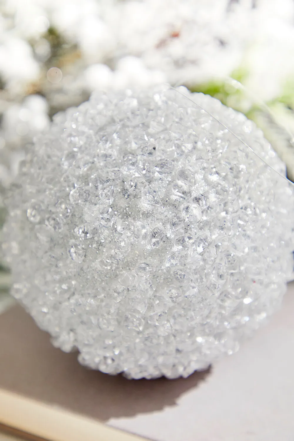 Decorator's Warehouse 4" Silver Crystal Ball Ornament > Christmas Ornaments|White Christmas